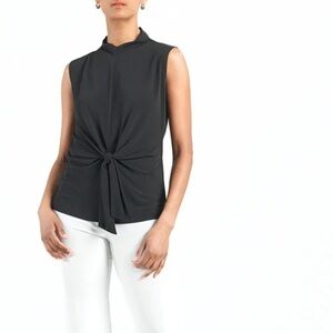 CLARA SUNWOO SLEEVELESS CENTER FRONT TIE TOP - BLACK 1X